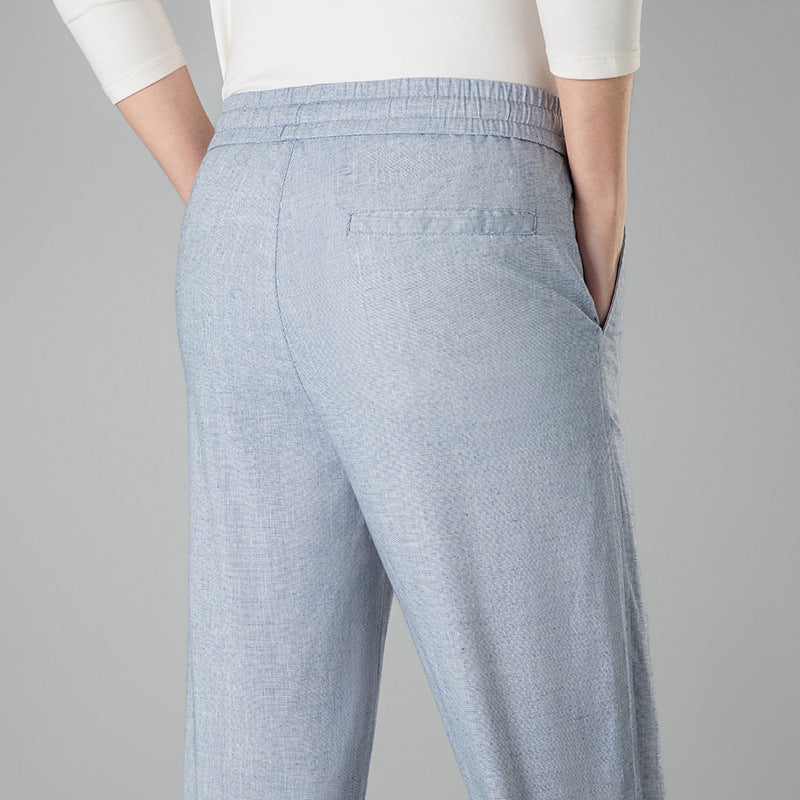 Linen Elastic-waist Casual Pants Thin And Loose-fitting Trousers