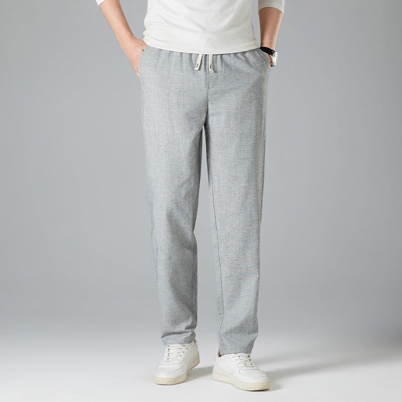 Linen Elastic-waist Casual Pants Thin And Loose-fitting Trousers