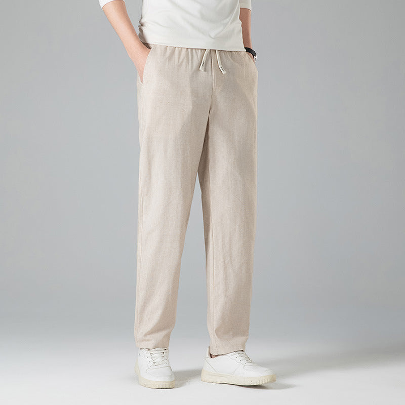 Linen Elastic-waist Casual Pants Thin And Loose-fitting Trousers