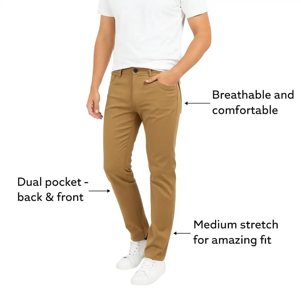 Men's Slim Fit Stretch Chinos – 2 Pack