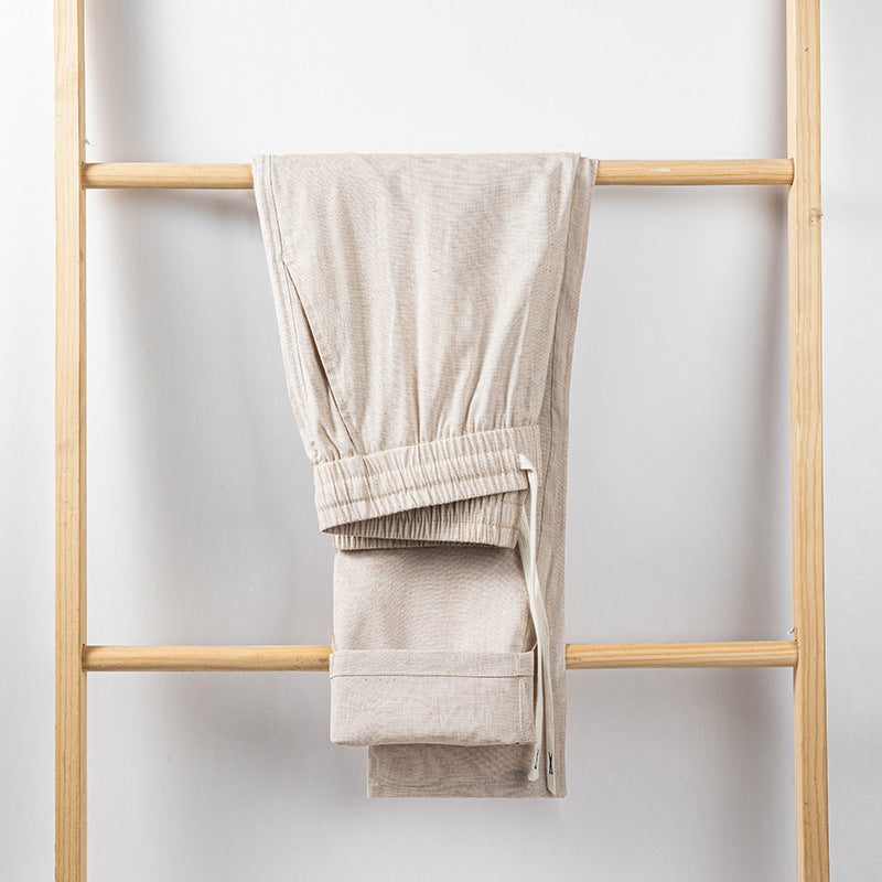 Linen Elastic-waist Casual Pants Thin And Loose-fitting Trousers