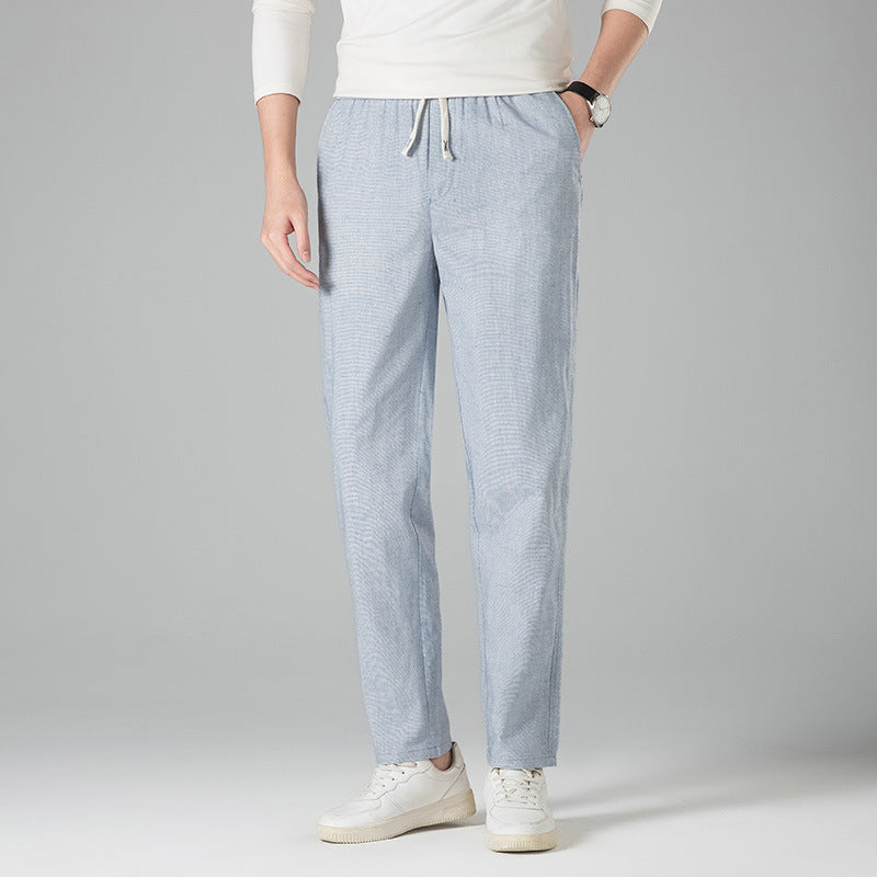 Linen Elastic-waist Casual Pants Thin And Loose-fitting Trousers