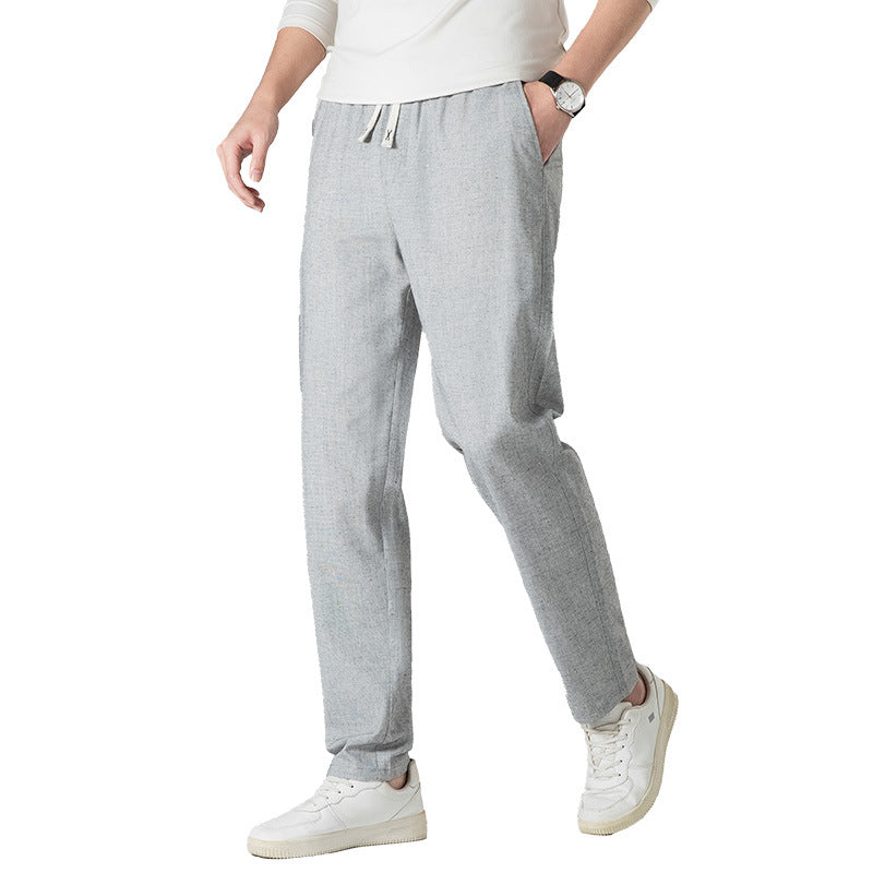 Linen Elastic-waist Casual Pants Thin And Loose-fitting Trousers