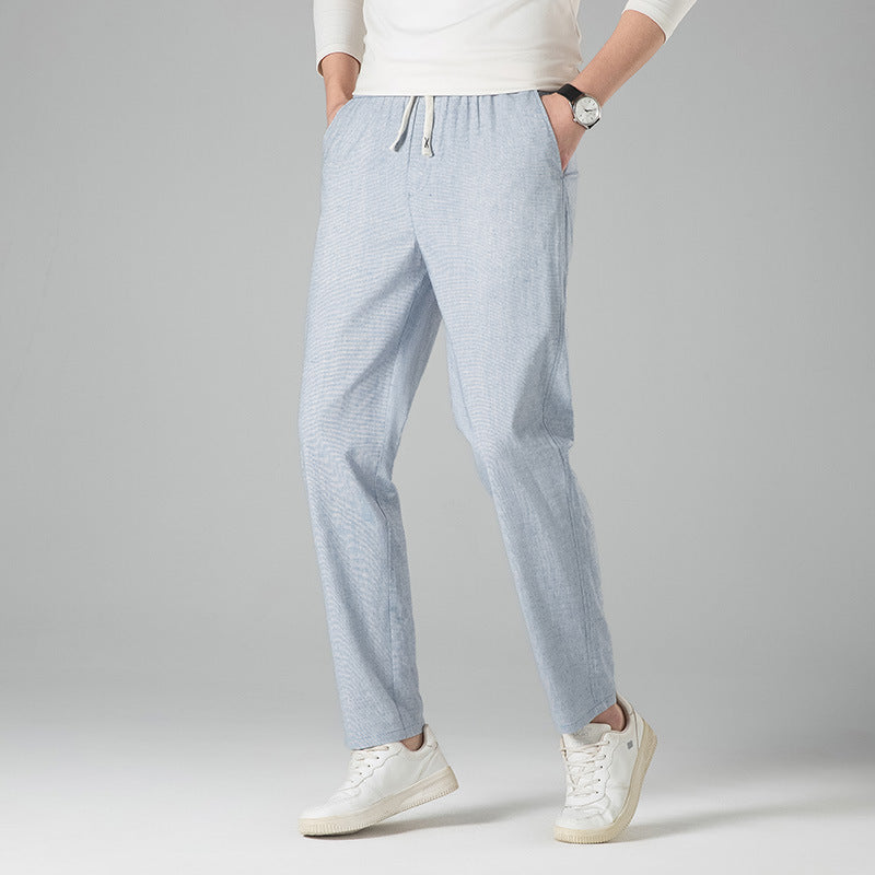 Linen Elastic-waist Casual Pants Thin And Loose-fitting Trousers